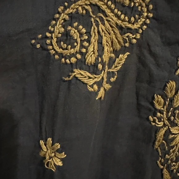 Roberta Roller Rabbit Dark Navy Bespoke Faith Dress with beige embroidery size M - Picture 14 of 15